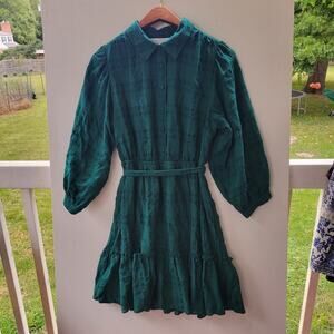 LC Lauren Conrad Dress Women’s Size S Green Striped‎ Dress Belt Fit Flare